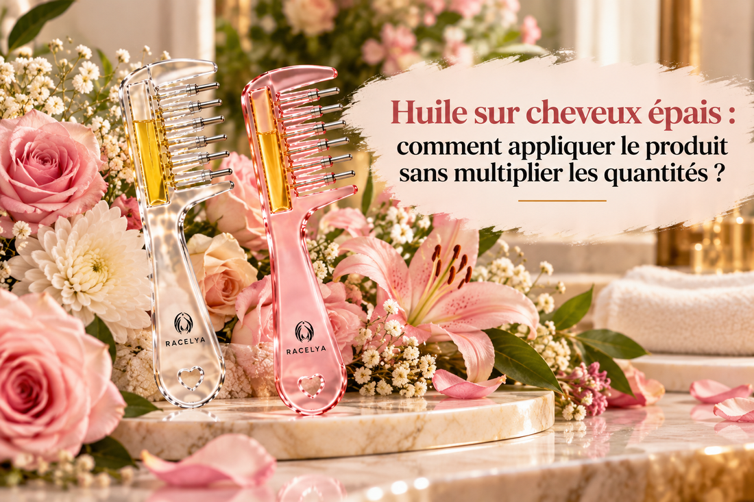 Illustration de l'article « Huile sur cheveux épais : comment appliquer le produit sans multiplier les quantités ? »